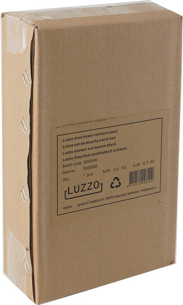 Luzzo® Square Complete Hand Doucheset Waterbesparend - Douchekop, slang en Wandhouder - Zwart