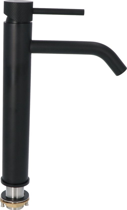 Luzzo® Serru - Messing Wastafelkraan Hoog Diamondgrip - Mat Zwart