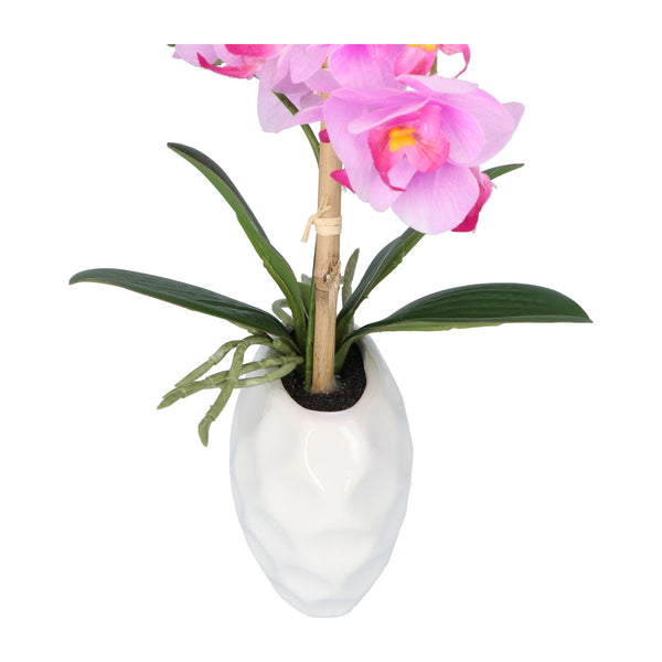 Kopu® Kunstplant Orchidee 33 cm in witte Sierpot 13x9cm - Roze