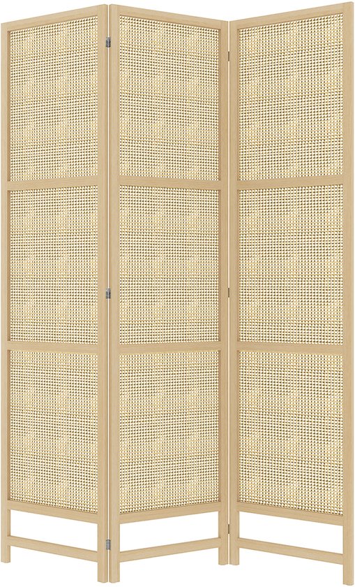 Driedelige, Opvouwbare Kamerscherm, 180 cm Vrijstaande Scheidingswand met Handgeweven Design voor Thuis, Natuur