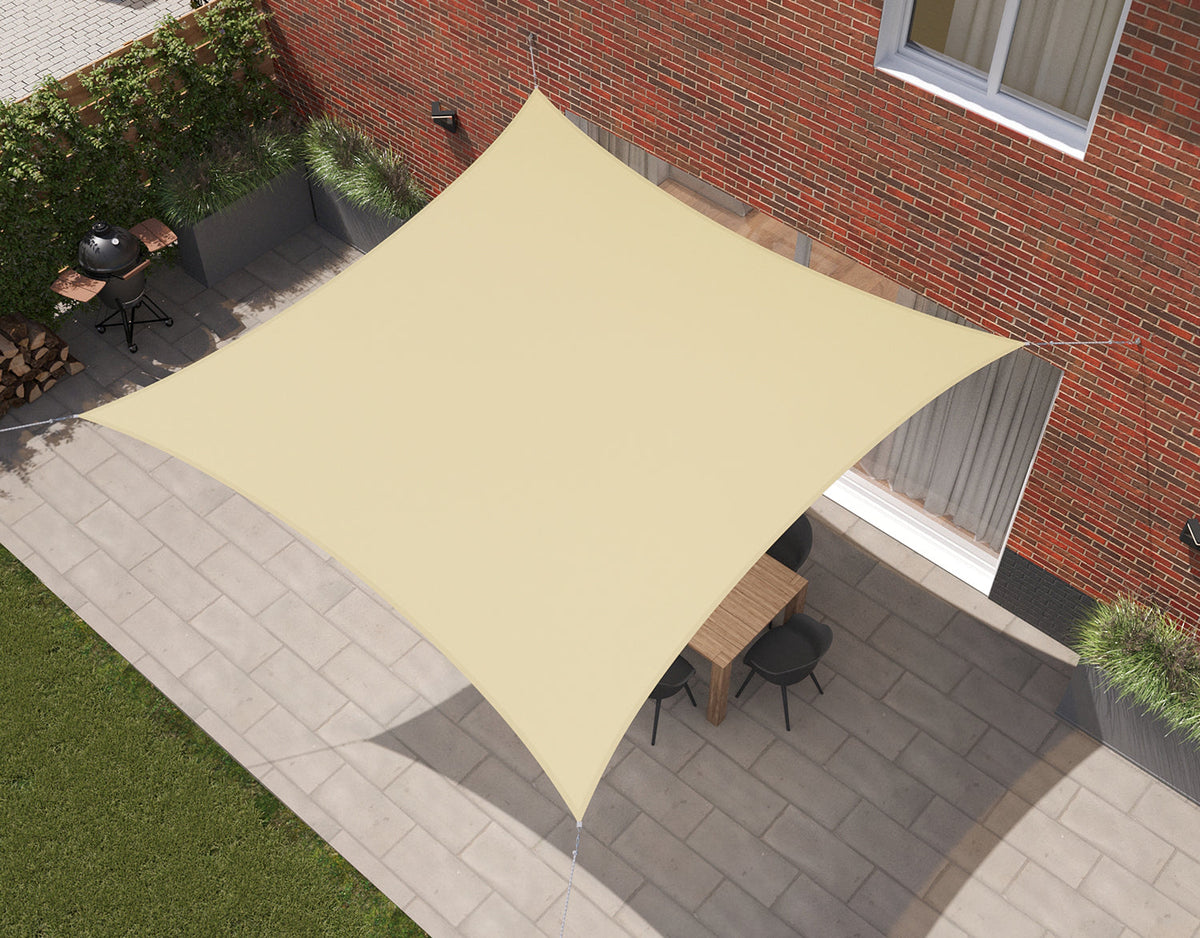 Kopu® Schaduwdoek 4x4m Vierkant Waterdicht 230 gram Zonnedoek - Creme