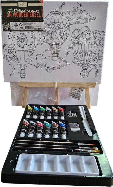 Nassau Fine Art - Leren Schilderen - Schilder Set - Volwassenen - Kinderen - Hobby - Inclusief Verf - Inclusief Kwasten - Canvas Bedrukt - Schildersezel - Moederdag - Vaderdag - Hobby - Professional - Verjaardag