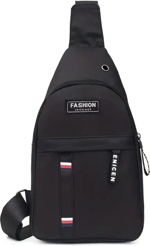 Sasemy - Borsttas Sling Bag Voor Heren - Sling Bag - 2 rits-vakken - Dames - Heren - Zwart #3 - 30 x 16 x 6 - Slingbag - Sbag - Schoudertas - Rugzak - Crossbody bag - Vaderdag Cadeau - Verjaardag Cadeau - Sinterklaas Cadeau - Kerst Cadeau