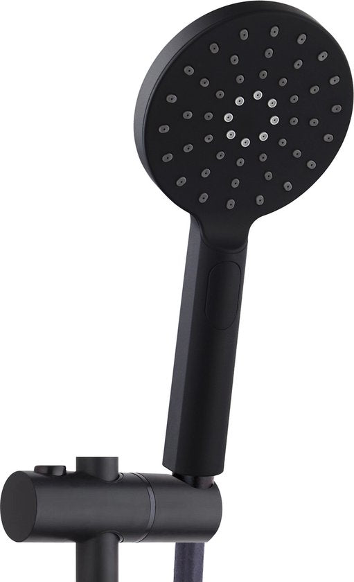 Luzzo® Flower Black Doucheset Thermostaatkraan met Glijstang - Zwart
