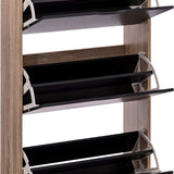 5five Schoenenkast 3 lades 60x24x118 cm voor 18 paar - bruin/zwart