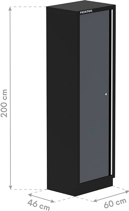 Feistos Gereedschapskast Apollo Solo- 46x60x200 cm - Zwart/Grijs