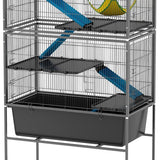 Chinchilla en Hamsterkooi met 4 Verdiepingen - 48x88x150 cm - Antraciet