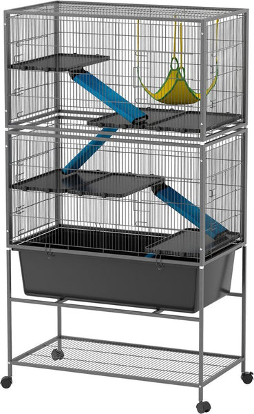 Chinchilla en Hamsterkooi met 4 Verdiepingen - 48x88x150 cm - Antraciet