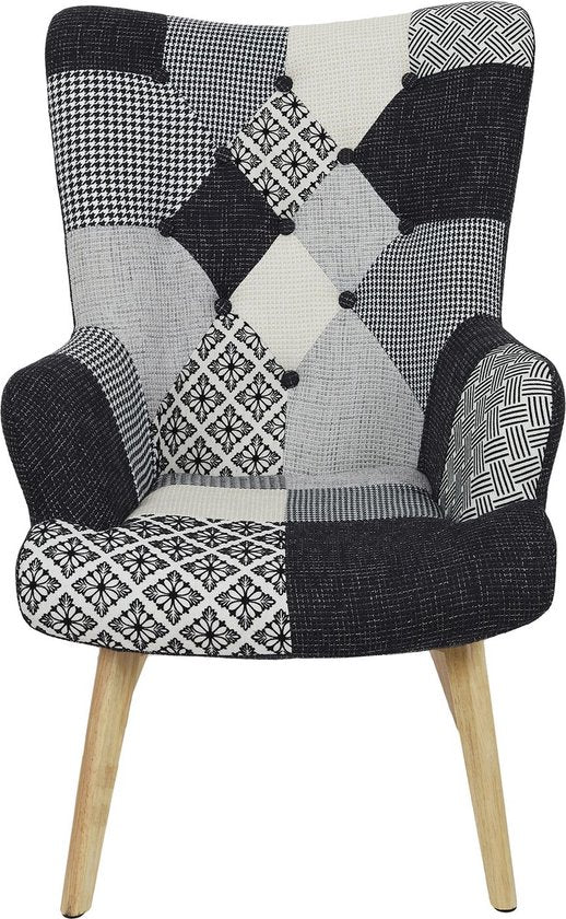 Patchwork Fauteuil met Armleuning Helsinki - Comfortabel - Zwart
