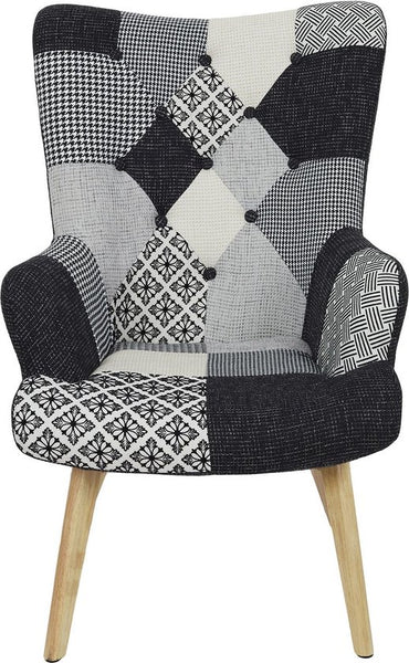 Patchwork Fauteuil met Armleuning Helsinki - Comfortabel - Zwart