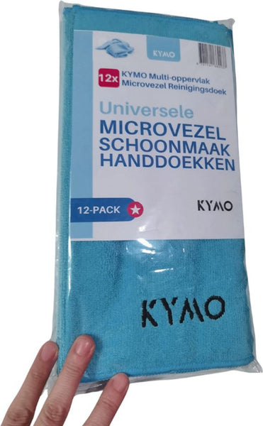 Kymo Blauwe Microvezeldoekjes - 12 Stuks 30 x 30 cm - Wasbaar - Schoonmaakdoekjes - Schoonmaak Auto - Stoomreiniger - Tapijtreiniger