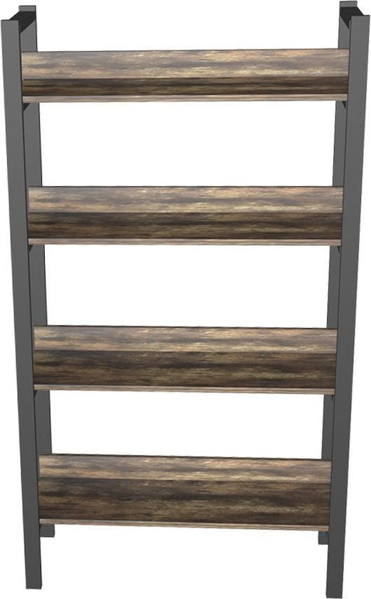 4livingz Retro Boekenkast met 4 planken 30x80x144 cm - Bruin/Zwart