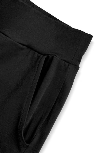 SparkNine Horizon flare broek - dames legging met zakken - petite pijplengte - L - zwart - hoge taille - stijlvol & elastisch - sportlegging