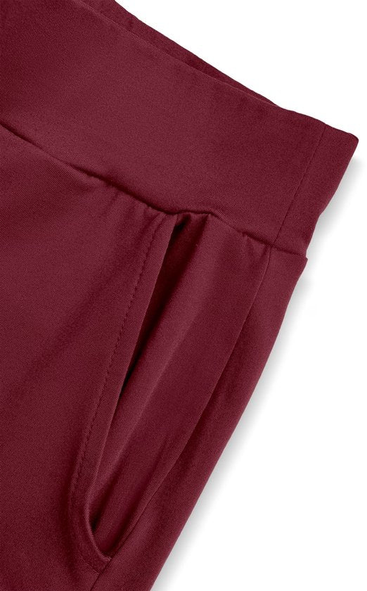 SparkNine Horizon flare broek - dames legging met zakken - petite pijplengte - M - rood - hoge taille - stijlvol & elastisch - sportlegging