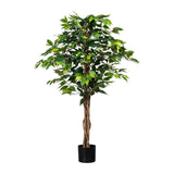 Kopu® Kunstplant Ficus 120 cm in pot - 630 bladeren met Natuurstam