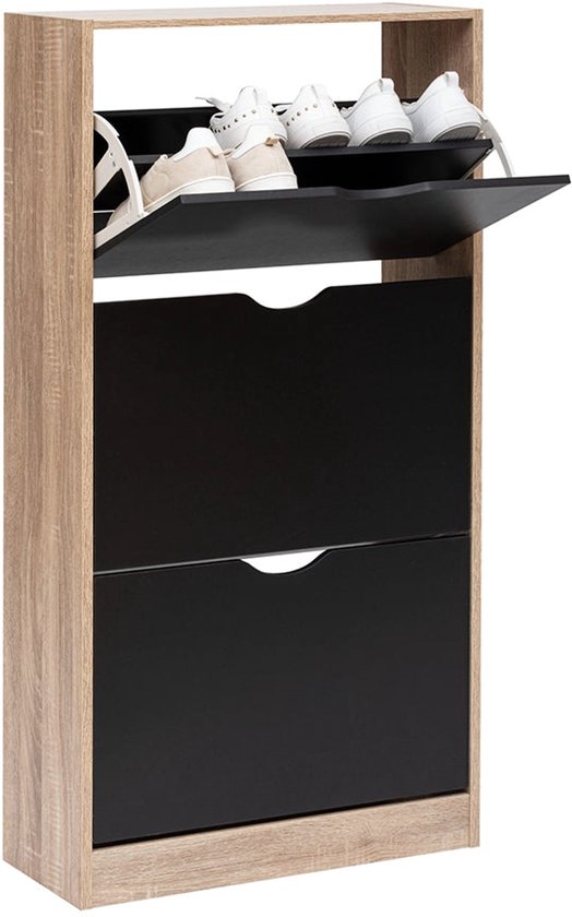 5five Schoenenkast 3 lades 60x24x118 cm voor 18 paar - bruin/zwart