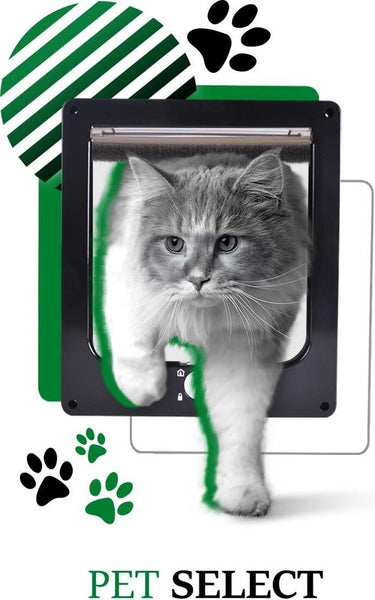 Pet Select Kattenluik met Tunnel - 4 Vergrendelingsstanden - Weerbestendig - L