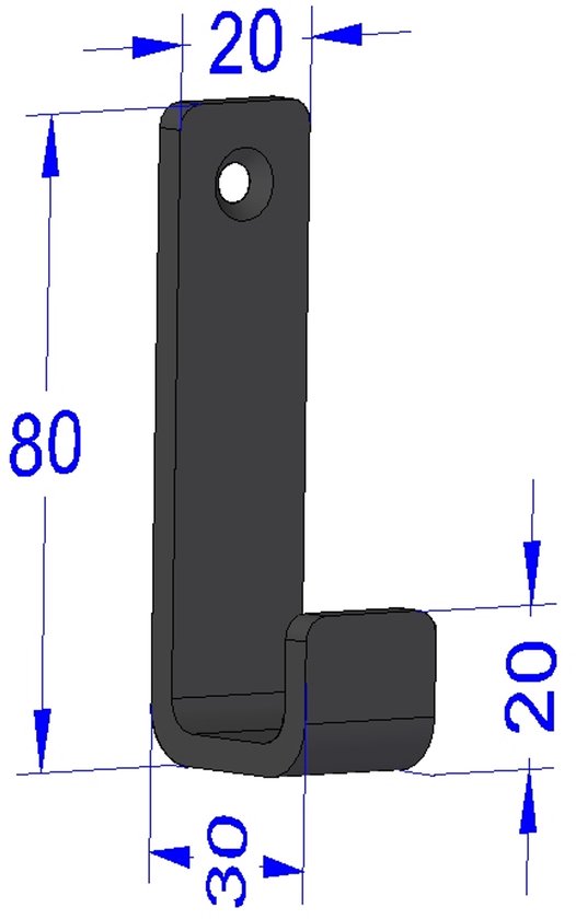 Marcellis - 3x Industriële ophang haak - jas haak - mat zwart - metaal - 8cm - ook voor aan plank