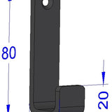 Marcellis - 3x Industriële ophang haak - jas haak - mat zwart - metaal - 8cm - ook voor aan plank