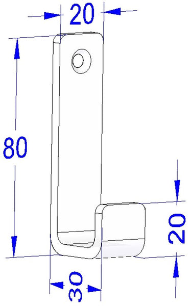 Marcellis - 3x Industriële ophang haak - jas haak - mat wit - metaal - 8cm - ook voor aan plank