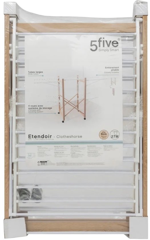 Droogrek Verrijdbaar 27 meter drooglengte Houtlook - 176x60x104 cm