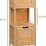 4goodz Bamboe Badkamerkast 2 lades en plank 30x30x90 cm - Bruin