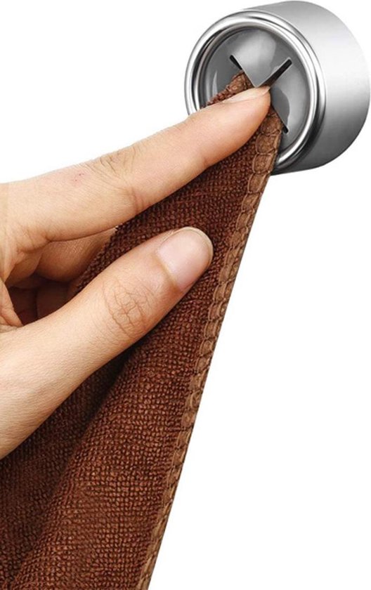 Handdoekhaakje - 2 stuks - 4,3 cm x 4,3 cm - Zilver - Geschikt voor keuken, toilet en badkamer