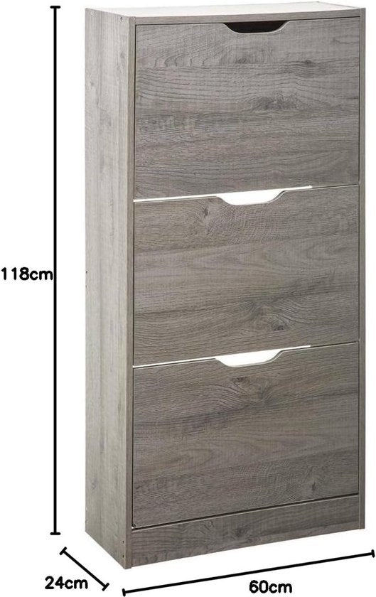 4goodz schoenenkast 3 lades 60x24x118 - voor 18 paar