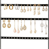 Sieradenrek met Houten Voet – Oorbellen Houder Staand – Sieraden Organizer 4 Rijen – Metalen Display Standaard – Oorbellen Display 36 cm – Sieradenhouder voor Oorbellen & Sieraden