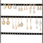 Sieradenrek met Houten Voet – Oorbellen Houder Staand – Sieraden Organizer 4 Rijen – Metalen Display Standaard – Oorbellen Display 36 cm – Sieradenhouder voor Oorbellen & Sieraden