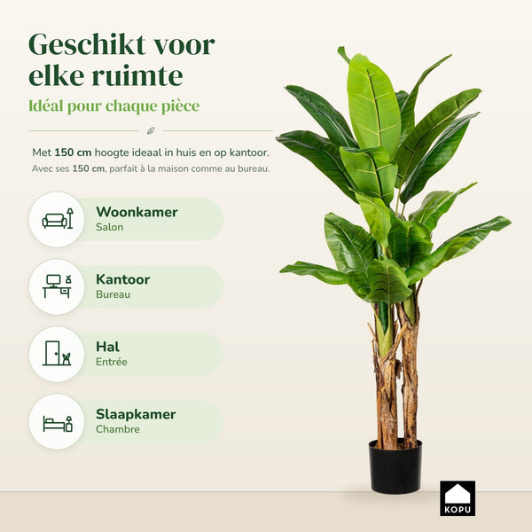 Kopu Kunstplant Bananenplant 150 cm met 21 Bladeren - Nepplant