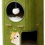 Kattenhuis met Krabplank – Kattenmand & Kattenhuis Indoor – Katten Krabmeubel – Kattenhol van Vilt – Katten Speeltoren – Groen – 60 cm