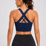 SparkNine Stride sport-bh - met uitneembare pads - XL - blauw - cross-back - medium support - zacht & elastisch materiaal