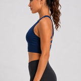 SparkNine Stride sport-bh - met uitneembare pads - XL - blauw - cross-back - medium support - zacht & elastisch materiaal