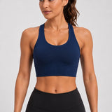 SparkNine Stride sport-bh - met uitneembare pads - XXL - blauw - cross-back - medium support - zacht & elastisch materiaal