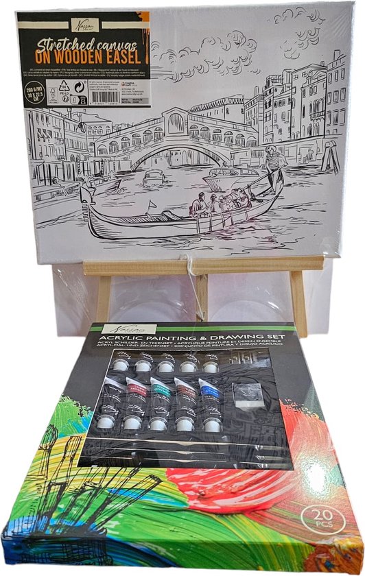 Nassau Fine Art - Leren Schilderen - Schilder Set - Volwassenen - Kinderen - Hobby - Inclusief Verf - Inclusief Kwasten - Canvas Bedrukt - Schildersezel - Moederdag - Vaderdag - Hobby - Professional - Verjaardag