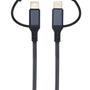 3-in-1 USB Kabel – 1 meter – Snelladen & Dataoverdracht – USB naar USB-C - Lightning – Nylon Gevlochten – Zwart - oplaadkabel Telefoon