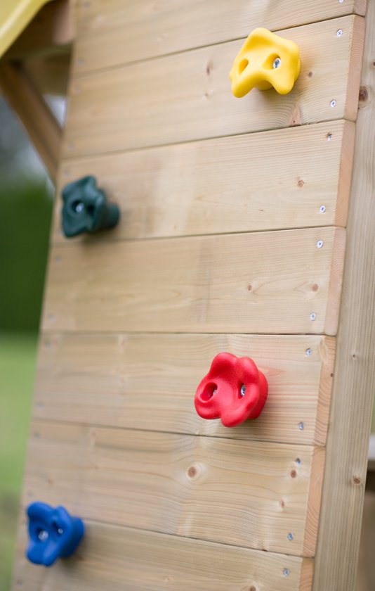 Wendi Toys Houten Speeltoren Pelikaan| met glijbaan, klimwand, schommel en tafel