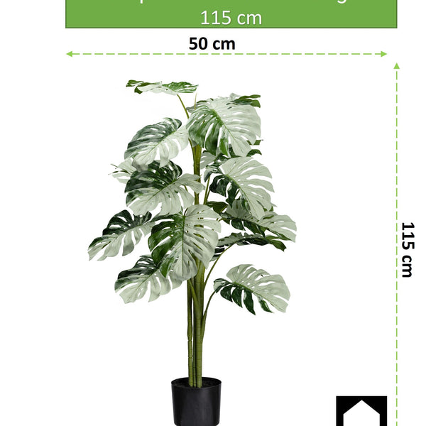 Kopu® Kunstplant Monstera Variegata Half Moon 115 cm - 16 bladeren