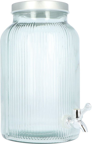 4goodz Glazen Sapkan Geribbeld glas - Limonadetap met kraan - 4 ltr