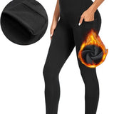 SparkNine Strongfleece legging - fleecegevoerd - met zakken - XL - zwart - zacht & warm - winter legging