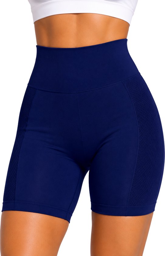 SparkNine Sculptfit sport short fitness - dames - S - blauw - hoge taille & buttlift - shapend - hoog elastisch naadloos - ademend