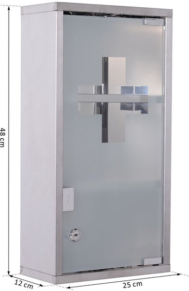 4goodz Medicijnkastje EHBO-kastje met slot RVS 12x25x48 cm