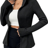 SparkNine Sleekzip fleece vest - met ritssluiting & hoge kraag - XL - zwart - voor dames - extra warm - dikke fleecevoering - lange mauwen