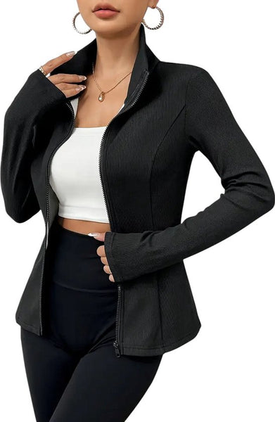 SparkNine Sleekzip fleece vest - met ritssluiting & hoge kraag - XL - zwart - voor dames - extra warm - dikke fleecevoering - lange mauwen