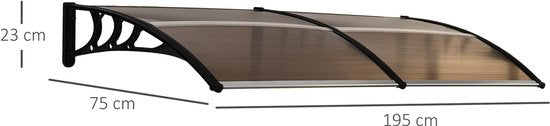 4goodz Deurluifel Afdak 75x195 cm - Overkapping polycarbonaat - Bruin
