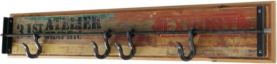 Atelier Kapstok 4 haaks Hout/Metaal 94x16x6 cm - Bruin
