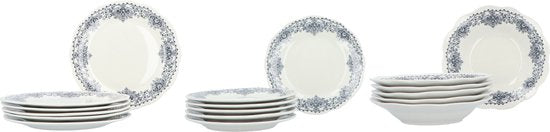 Serviesset Cottage 6 persoons - Klassiek Servies Porselein 18-delig