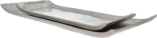 4goodz Zilveren Decoratieve Dienbladen Set – 2 Stuks Aluminium