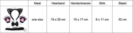 Joya Kids® Kat Zwart Verkleed Accessoires | Verkleedset Katten | Meisjes en Jongens Verkleedpak Kitten | Carnaval en Halloween Outfit kinderen | Haarband met Oren, Staart, Pootjes en Strik | Zwart